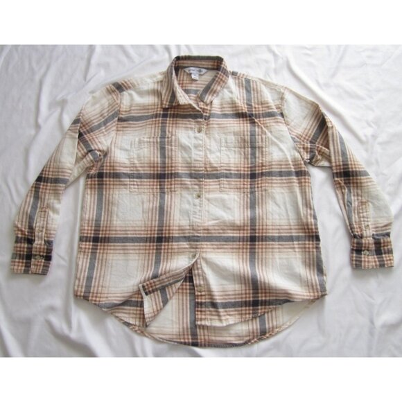 Women's Old Navy The Boyfriend Plaid Button Long Sleeve Shirt Sz M (WB401) - Picture 1 of 8